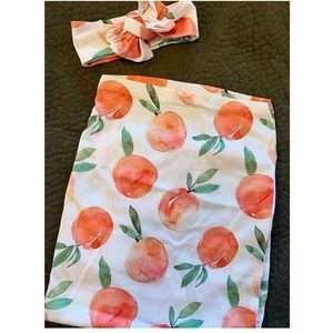 Peach swaddle sac bow set